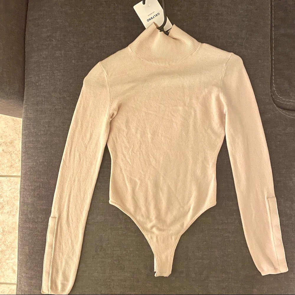 NWT: GRLFRND Tan long sleeve high neck Bodysuit